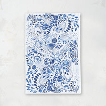 starla blue and white floral patterned kitchen towel