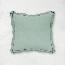 teal cheryl decorative pillow with contrasting stitch edge
