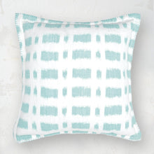 seafoam and white ikat dash decorative pillow