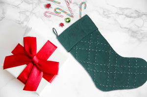 Elliot Jungle Quilted stocking in festive green..