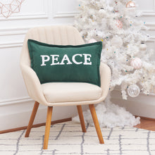 Peace Jungle Decorative Pillow with high-quality cotton corduroy and hand tufted holiday saying. 