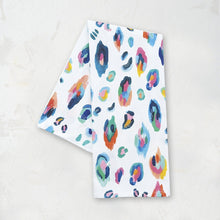 multicolored leopard print kitchen towel