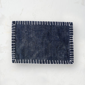 carter placemat with blanket stitched edge in blue