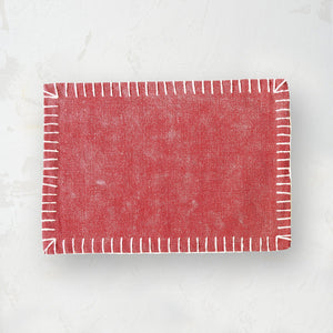 carter placemat with blanket stitched edge in red