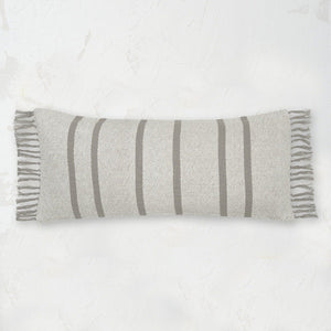 chandler striped decorative pillow with tassel fringe in beige