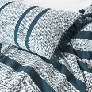 striped chandler throw blanket and pillow with fringe detail
