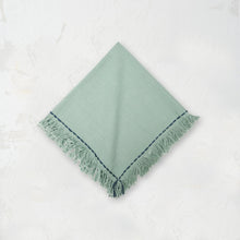surf cheryl cloth napkin with handstitched boarder and fringed edge