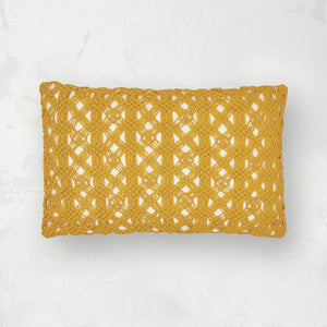 clyde bohemian macramÃ© decorative throw pillow in yellow