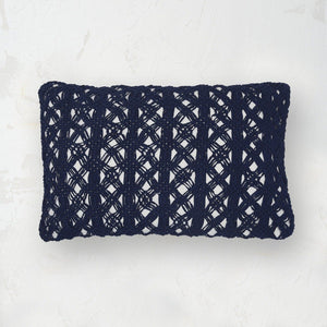 clyde bohemian macramÃ© decorative throw pillow in indigo