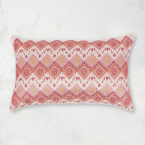 darla decorative throw pillow with an ikat design in pink