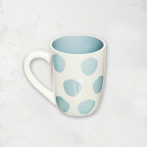 light blue surf and white polka dot mug