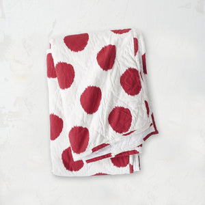 red and white polka dot pet quilt