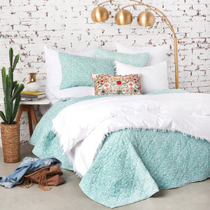 gwen quilt set styled with white accents