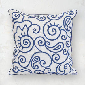 indigo swirl decorative throw pillow