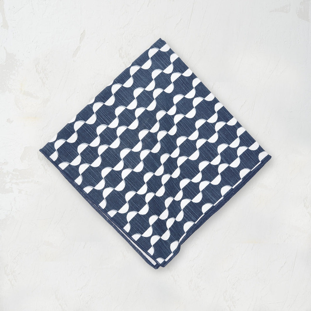 indigo lee cloth napkin with half moon geometric design