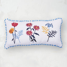 lola embroidered floral decorative throw pillow with pom pom fringe