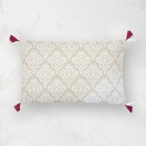 lottie floral decorative pillow in cream white and red