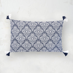 lottie floral decorative pillow in blue and white