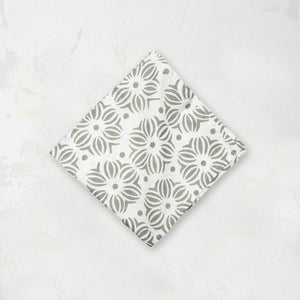 light gray and white floral print cloth midge napkin