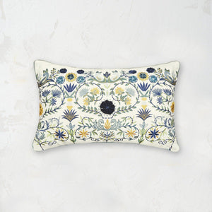 pippa embroidered wildflower decorative pillow in blue