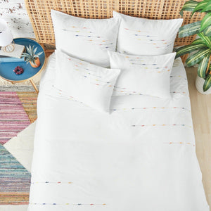 raina white duvet cover with rainbow ombre embroidery