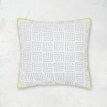 spencer euro sham with linework pattern and lime green edge