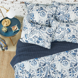 blue and white floral starla quilt set