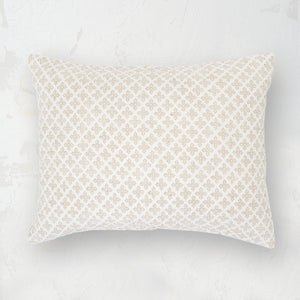 beige and white square knot pattern talley standard sham