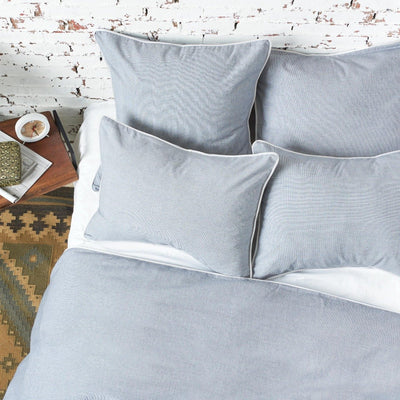 tate chambray duvet cover in blue