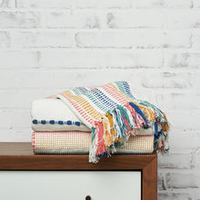 willie multicolored striped throw blanket with tassel fringe